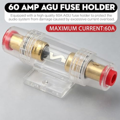 8 Gauge Car Amplifier Wiring Kit, 800W Amp Kit Complete 8 Gauge Car Amplifier Installation Wiring Kit for Car Audio Subwoofer - 8GA GA CCA Red Power Wire, OFC RCA Interconnect Cable, Fuse Holder - size: 8 GAUGE
