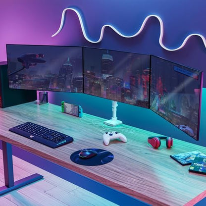Mount-It! Triple Monitor Desk Mount, 13-27" Screens, White - color: White