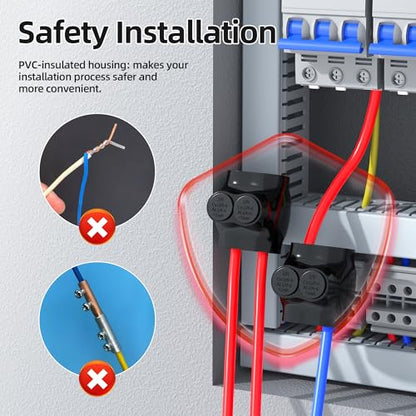 DaierTek Insulated Multi Tap Connector, 2/0-6 AWG Wire Connectors, 2 Ports Dual Side Entry Aluminum to Copper Wire Connectors with Slotted Allen Hex, Electrical Connectors, Wire Tap, 5 Pack - size: Dual Side 2/0-6 AWG-5PCS