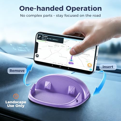 Loncaster Car Phone Holder, Car Phone Mount Silicone Car Pad Mat for Various Dashboards, Slip Free Desk Phone Stand Compatible with iPhone, Samsung, Android Smartphones, GPS Devices More (Purple) - color: Purple-1pack