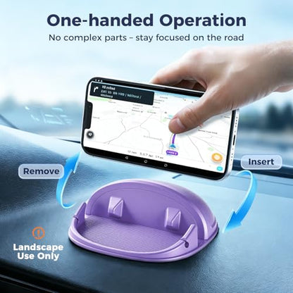 Loncaster Car Phone Holder, Car Phone Mount Silicone Car Pad Mat for Various Dashboards, Slip Free Desk Phone Stand Compatible with iPhone, Samsung, Android Smartphones, GPS Devices More (Purple) - color: Purple-1pack