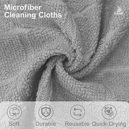 LIVOS Microfiber Cleaning Cloth Roll - 80 Pack, Reusable Paper Towels, Microfiber Towels for Cars, Super Absorbent Lint Free Cleaning Rags for House, Kitchen, Window-Check Grey, 11.5"x11.5" - color: Check Grey