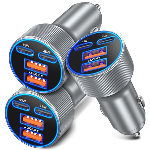 90W Car Charger USB C, Dual 45W Super Fast Charging Car Phone Charger - color: Gray