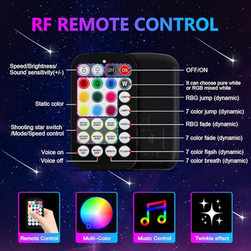 AZIMOM 16W Twinkle & Sound Activate 550pcs*0.03in*9.8ft Fiber Optic Starlight Headliner Kits+RGB Meteor Shooting Star,APP& Remote Control Light Engine End Glow Fiber Strands Home Car Ceiling Décor - size: Meteor+550pcs*0.03in*9.8ft