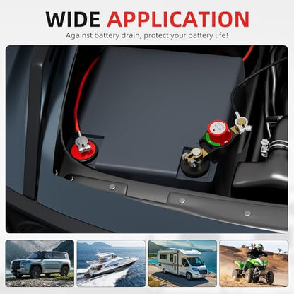 Joinfworld Top Post Battery Disconnect Switch 12V-48V Battery Kill Switch Negative On/Off Battery Switch for Cars, Vehicles, RVs and Boats - color: 250A On-Off Top Post