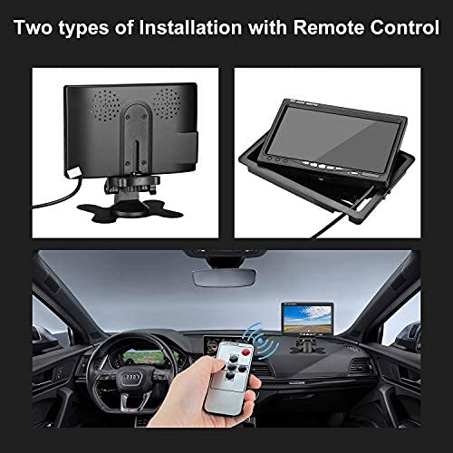 Vehicle On-Dash Backup Monitor, 7" Digital HD Car TFT LCD Color Screen Displaywith 2 Video Input for Rear View Camera (No Cam, 1024 x 600)