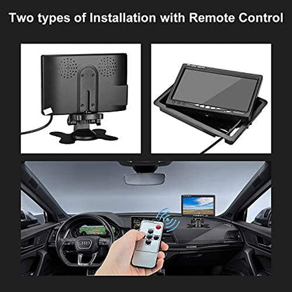 Vehicle On-Dash Backup Monitor, 7" Digital HD Car TFT LCD Color Screen Displaywith 2 Video Input for Rear View Camera (No Cam, 1024 x 600)