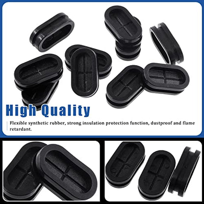 Glarks 10Pcs 1/2" x 1-1/16" - 13 x 27mm Oval Closed Rubber Grommet, Drill Hole Double-Sided Firewall Hole Plug Wire Protection Electrical Wire Gasket for Wire, Plug, Automotive, Plumbing - size: 1/2" x 1-1/16"