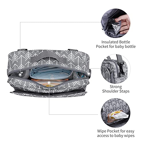 GOGOSO Universal Stroller Caddy Accessories All-in-One Baby Organizer with Insulated Pocket,Capacity for Diapers, Toys & Snacks, Dark Gray - color: arrow