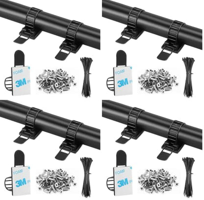 100Pcs Adhesive Cable Management Clips with 50Pcs Zip Ties, Adjustable Nylon Cable Strap Ties Wire Clips Clamps Organizer with Strong Adhesive Tape, Extra Screw & Hole - 3.55 Inch Black (Pack of 4) - color: Black, size: L-100pcs (Pack of 4)