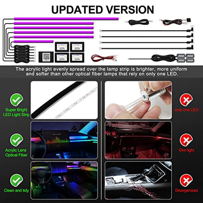 Acrylic Interior Car LED Strip Light with Wireless APP, RGB 14 in 1 with 175 inches 593 LEDs Fiber Optic Ambient Lighting Kits, 16 Million Colors Sound Active Function Car Neon Lights - size: RGB Kit - 14 in 1