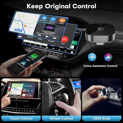 USB C Wireless CarPlay & Android Auto Adapter, Wired to Wireless Dongle | Plug & Play Compatible with iPhone & Android Smartphones.