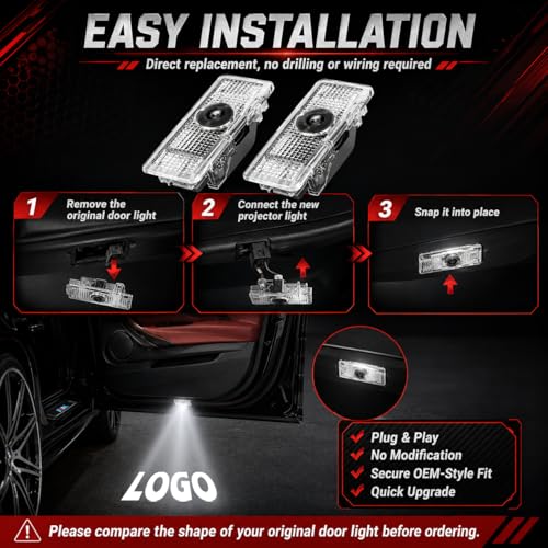 NZY Never Fade HD Door Light Logo Projector Compatible with 1/2/3/4/5/6/7/M/X/Z/GT Series Accessories, 2Pcs 3D LED Ghost Shadow Laser Car Courtesy Step Light Puddle Lamps - color: BM