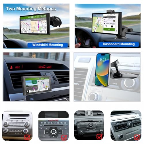 Carplay Screen Mount(2Pcs), Car CD Slot Mount and Suction Cup Mount, for (5"-12") Backup Camera Android Auto Screen Phone Holder with Universal 17mm Ball Adapte Windshield Dashboard Bracket
