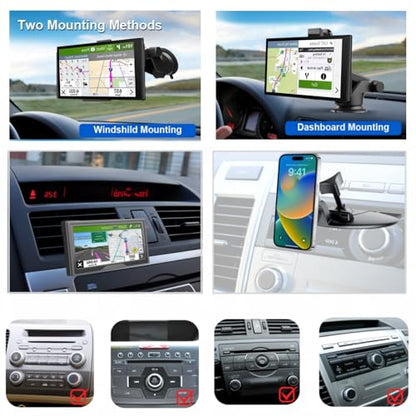 Carplay Screen Mount(2Pcs), Car CD Slot Mount and Suction Cup Mount, for (5"-12") Backup Camera Android Auto Screen Phone Holder with Universal 17mm Ball Adapte Windshield Dashboard Bracket