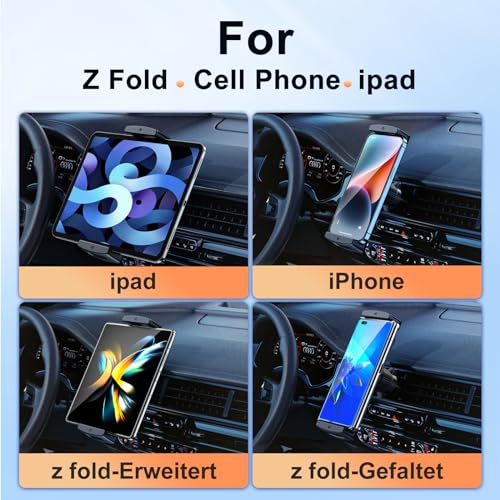 Car Phone Mount for Samsung Galaxy Z Fold 8 Ultra 8 7 6 5 4 3 Accessories - Tablet Holder for Car Air Vent Handsfree, 360° Rotatable Fit for iPad Mini Pro Air Pixel Fold and More 4-12.9" Device - style: Air Vent