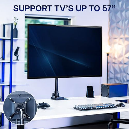 VIVO Clamp-on Single Ultra Wide Monitor Desk Mount, Low Profile Heavy Duty Adjustable Stand for 1 Ultrawide Screen up to 57 inches, 59.4 lbs Capacity, Black, STAND-V157C - size: up to 57" screens, style: Standard