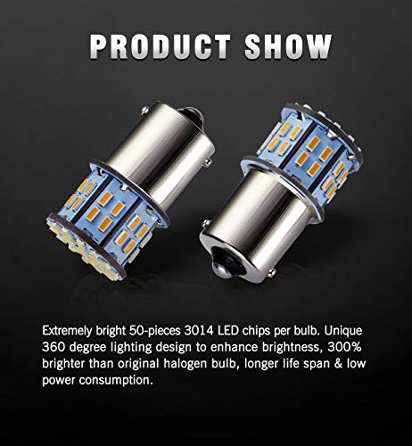 Antline 1156 1141 1003 7506 BA15S LED Bulbs Warm White/Yellow 20-Packs, Super Bright 3014 50-SMD LED Replacement for 12 Volt RV Camper Trailer Boat Trunk Interior Light Bulbs - color: Warm White