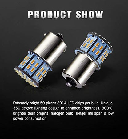 Antline 1156 1141 1003 7506 BA15S LED Bulbs Warm White/Yellow 20-Packs, Super Bright 3014 50-SMD LED Replacement for 12 Volt RV Camper Trailer Boat Trunk Interior Light Bulbs - color: Warm White