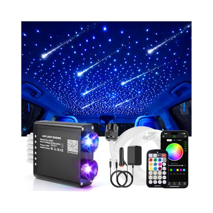 VOLISUN 32W Starlight Headliner Kit for Car,1400pcs Fiber Optic Lights,13.1ft Star Lights with Meteor Shooting Star Effect,APP & Remote Control,RGBW Interior Car Lights for Ceiling,Home,Party - size: 1304pcs*0.03in*13.1ft+Meteor