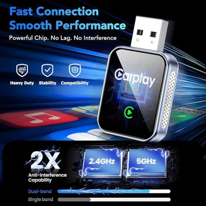 Wireless CarPlay Adapter for iPhone, Mini USB CarPlay Wireless Adapter for Factory Wired Apple CarPlay - size: Large