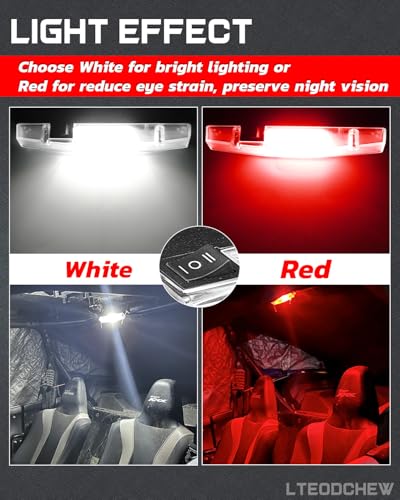 UTV Interior Dome Light Red/White with Switch, Roll Bar Mount LED Light - color: Red