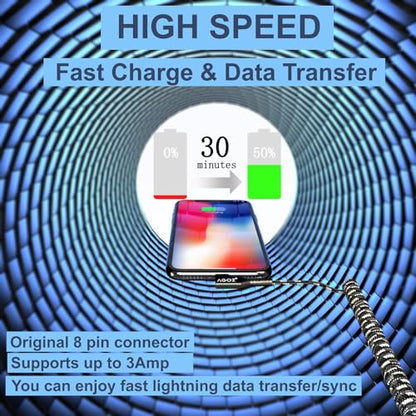 AGOZ 3 Pack Coiled Apple MFI Certified USB to Lightning Cable, 90 Right Angle Short iPhone Charging Cable, 6ft, Compatible with iPhone 14, iPad, iPod