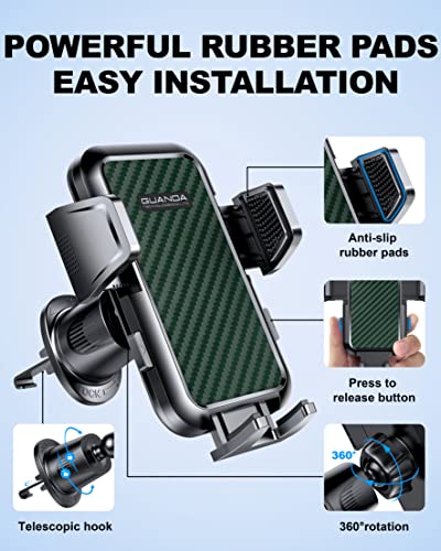 Air Vent Car Phone Holder, Stable Metal Hook, Wide Clamp, Anti-Vibration - color: AC-Cyan
