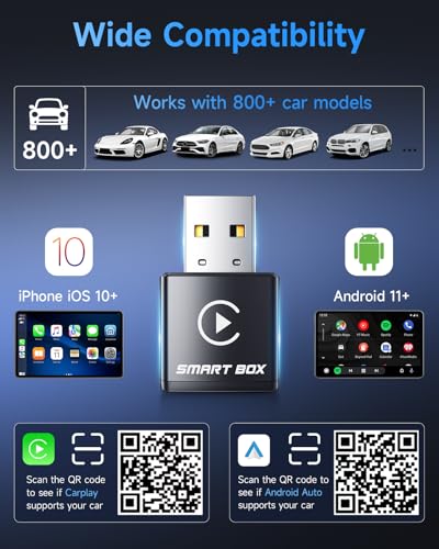 Ultra-Compact Wireless CarPlay Adapter – 65% Smaller Metal Housing, 2-in-1 for iPhone & Android, WiFi 6 & BT 5.4, Zero Latency, Plug & Play, Fits 800+ Cars (2015+) (Silver)