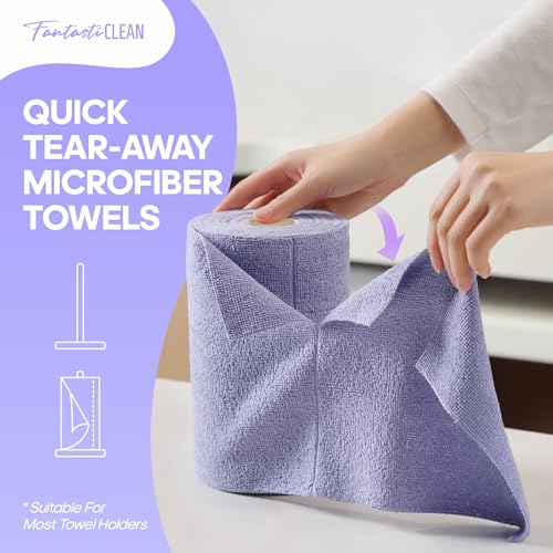 Fantasticlean Microfiber Cleaning Cloth Roll 240Pack, Pink and Light-Purple - color: 2pink 2light-purple