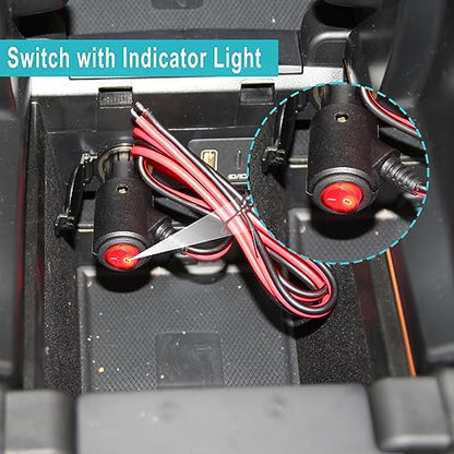 12Volt Replacement Cigarette Lighter Male Plug with On Off Switch - 3FT 12V Fused 15amp Cigarette Male Plug with 16gauge Leads, 12V DC Car Plug Replacement for Car Cooler,Cb Radio, Air Compressor - size: 3FT