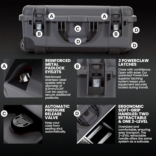 NANUK 935 Hard Case for Camera & Lenses with Padded Divider – Waterproof Equipment Case with Wheels, 22” x 14” x 9” – Dustproof, Impact Resistant, Carry-On Approved for Most Airlines – Graphite - color: Graphite, style: Padded Divider