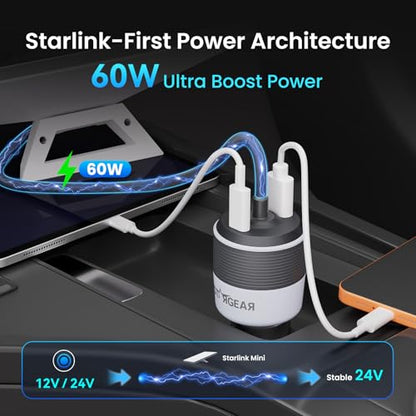 for Starlink Mini Car Adapter,3-in-1 Car Charger for Starlink Mini - size: Adapter Only