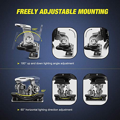 Nilight 2PC 4Inch Triple Row Lights 60W Flood Spot Combo 6000LM Bar Driving Boat Led Off Road Trucks with Adjustable Pillar Hood Mount Bracket Clamp Holder and Wiring Harness Kit - color: Led Pods+ Wiring +Pillar Hood