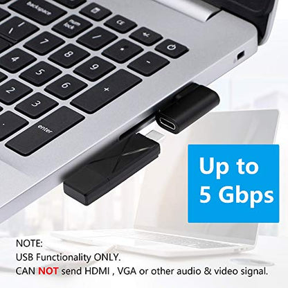 CERRXIAN 90 Degree USB C to USB A Adapter, Right Angle & Left Angle USB A 3.0 Male to USB Type C 3.1 Female Connector for Laptops, Wall Chargers, Power Banks(2-Pack)