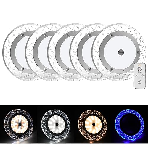 BlueFire RV Interior Light, 600LM LED Ceiling Dome Light with Remote - color: 5 Pack
