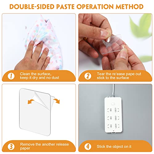 60 Pcs Double Sided Adhesive Pads for Mounting Square Round Sticky Tape Clear Self Adhesive Gel Mounting Pads Waterproof Removable Sticky Gel Transparent for DIY Craft, Home Office Poster, Carpet, Rug