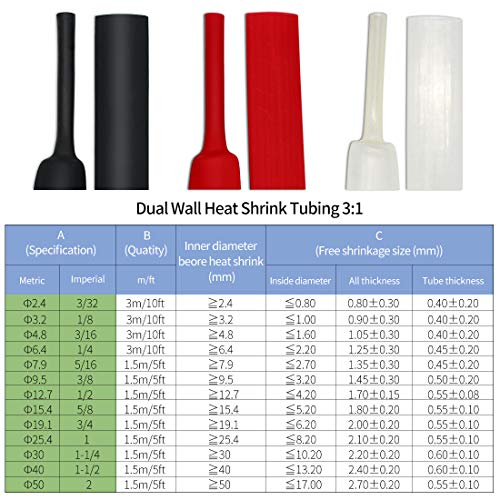 Dual Wall Heat Shrink Tubing 3:1 Ratio Heat Activated Adhesive Glue Lined Marine Shrink Tube Wire Sleeving Wrap Protector Red 4Ft (Dia 19.1mm (3/4") Red) - color: Dia 19.1mm (3/4") Red