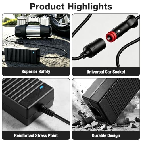 2PCS AC to DC Converter 120W 12V 10A Power Supply Cigarette Lighter Adapter to Wall Plug, 8.8Ft AC to DC Cigarette Lighter Adapter, 110V to 12V Converter Transformer for Car Powered Devices - style: 12V 10A 2Pin - 2 Pack