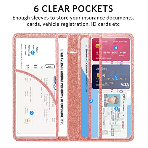 CoBak Car Registration and Insurance Holder - color: L-Glitter Rose Gold