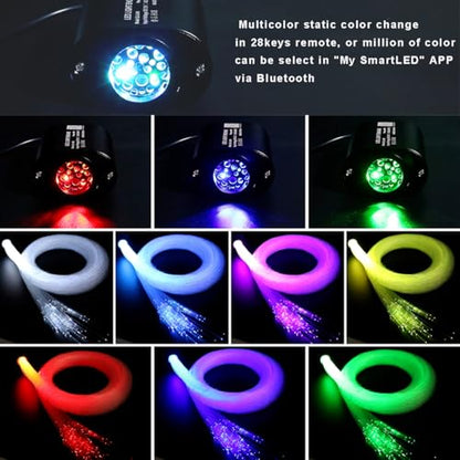 AZIMOM Mini 6W Twinkle 600pcs Fiber Optic Starlight Headliner Kit for Car Home 0.03in 9.8ft End Glow Fiber Strands Sound-Activated APP& Remote Control Starlight Engine - size: 600pcs*0.03in*9.8ft