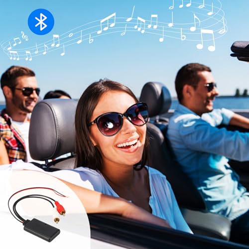 Dickno Car Wireless Bluetooth Cable Adapter, Universal Automotive Wireless Radio Stereo Connector with 2 RCA AUX Audio, Car Bluetooth 5.0 Module Music Receiver Fit Most Vehicles