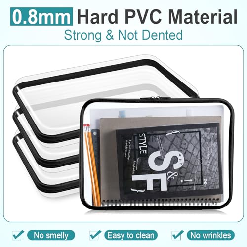 Sanwuta 6 Clear Hard Zipper Case, Black, 12.6 x 9 x 2 Inch - color: Black, size: 12.6 x 9 x 2 Inch
