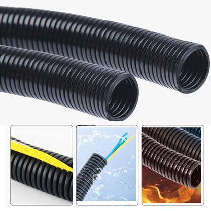 15 FT 1/4” Wire Loom Split Tubing,Dog Cat Cord Protector,Split Wire Loom Tubing Wire Conduit – Black (15FT 1/4") - size: 15FT 1/4"