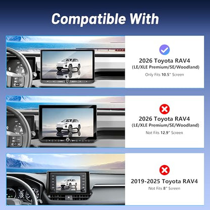 Phone Holder for Toyota RAV4 (2026, 10.5" Screen), MagSafe Car Mount Charger, 15W Wireless Charging, Car Adapter Included, Magnetic Screen Phone Mount, 360° & Hands-Free, RAV 4 Interior Accessories - size: Toyota RAV4 | 2026 (10.5" Screen)