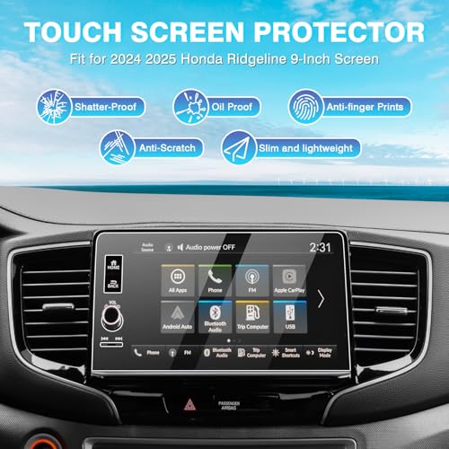 Karltys [Upgrade 2 Pack Screen Protector for Honda Ridgeline 2024 2025 2026 9-Inch [No Glare & Fingerprint] Tempered Glass Honda Ridgeline Accessories - size: 9-Inch 2024 2025 Honda Ridgeline