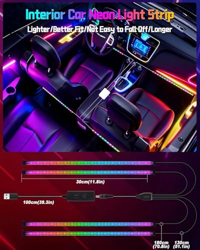 Car Interior Lights, LED Lights Strip with USB Adapter Car Accessories - color: RGBIC-72SMD
