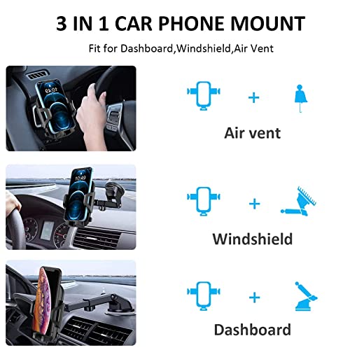 Car Phone Holder Mount Dashboard/Air Vent/Windshield for Moto Motorola G Power 2022 2021 /G Pure/G 5G/Edge 2021/One 5G Ace/G7 Z4 Z3/E 2020 E6,LG Velvet Wing,K92 K51 Q70,Stylo 6 5,V60 G8 G8X V40 Thinq