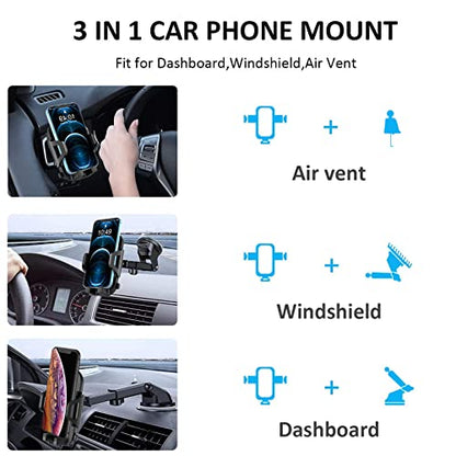 Car Phone Holder Mount Dashboard/Air Vent/Windshield for Moto Motorola G Power 2022 2021 /G Pure/G 5G/Edge 2021/One 5G Ace/G7 Z4 Z3/E 2020 E6,LG Velvet Wing,K92 K51 Q70,Stylo 6 5,V60 G8 G8X V40 Thinq