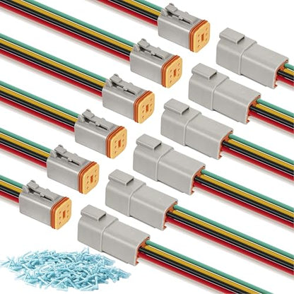 Deutsch DT 6 Pin Grey Male Female Wiring Harness Connector 6 Kits, 16 AWG - color: 6 Sets-Grey, size: 6Pin